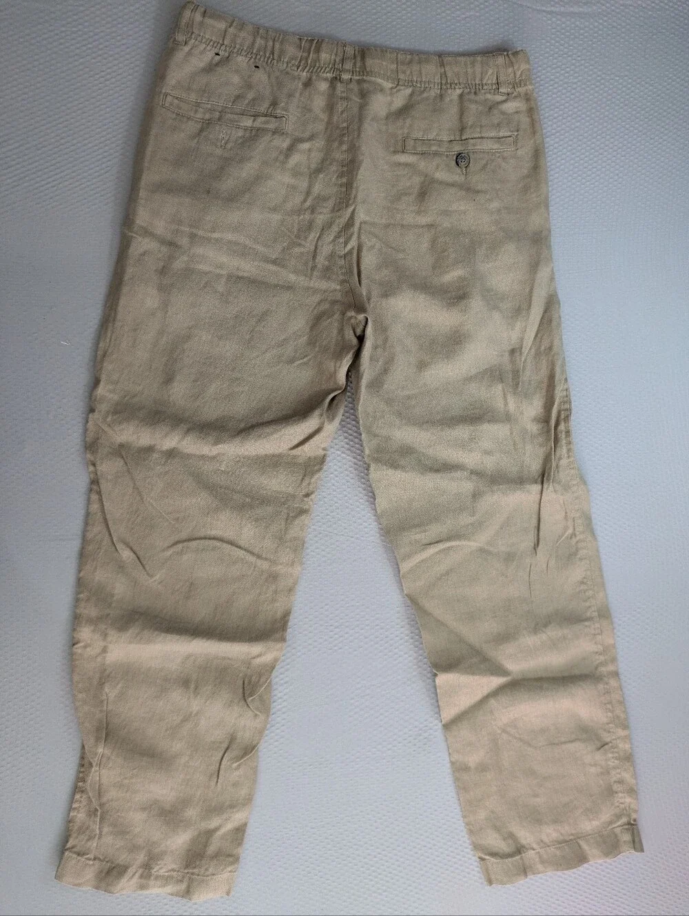 Tasso Elba Mens M 100% Linen Pants 31x27 Beige Oatmeal Straight Leg Trousers